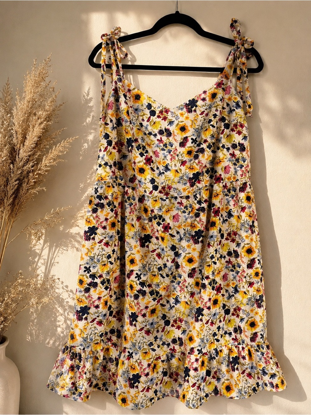 Floral Tie-Shoulder Sundress in White and Yellow old navy plus size
